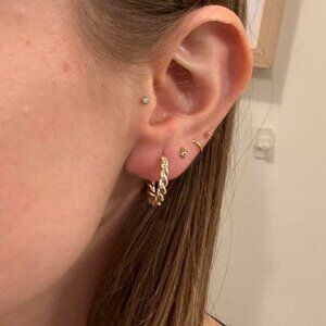 The Samantha Delicate Collection Twisted gold Plated Huggie Hoop Earrings hoops